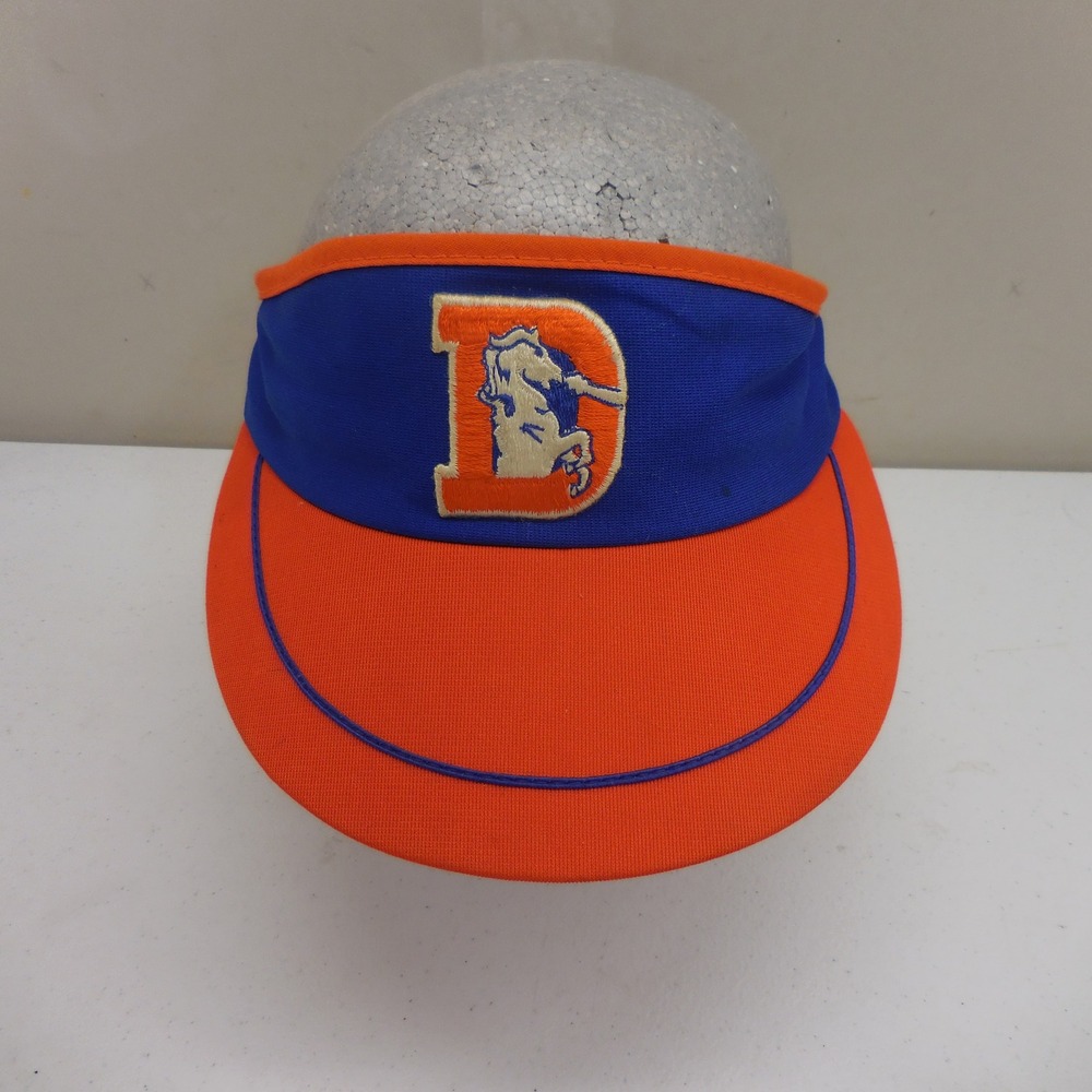 Vintage Denver Broncos Sun Visor Hat NFL Snapback Orange Blue Made in USA